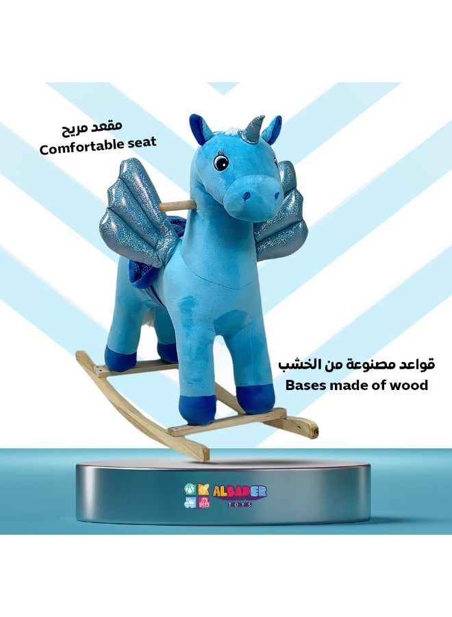 البدر حصان هزاز بتصميم يونيكورن، حصان خشبي للأطفال، لعبة حصان ركوب، حصان كرتوني للأطفال، ألعاب هزاز للأطفال، تحمل الأطفال بأمان، مناسبة لعمر 2-6 سنوات من البدر - Image 2